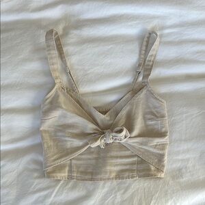 Beige Knotted Crop Top